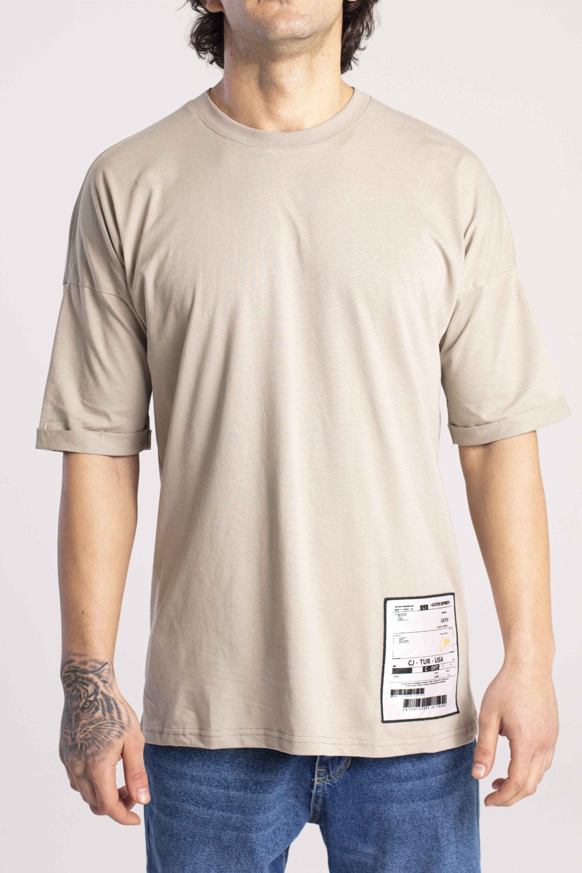 T-SHIRT OVERSIZE CHANTER FAUX - COLORE BEIGE