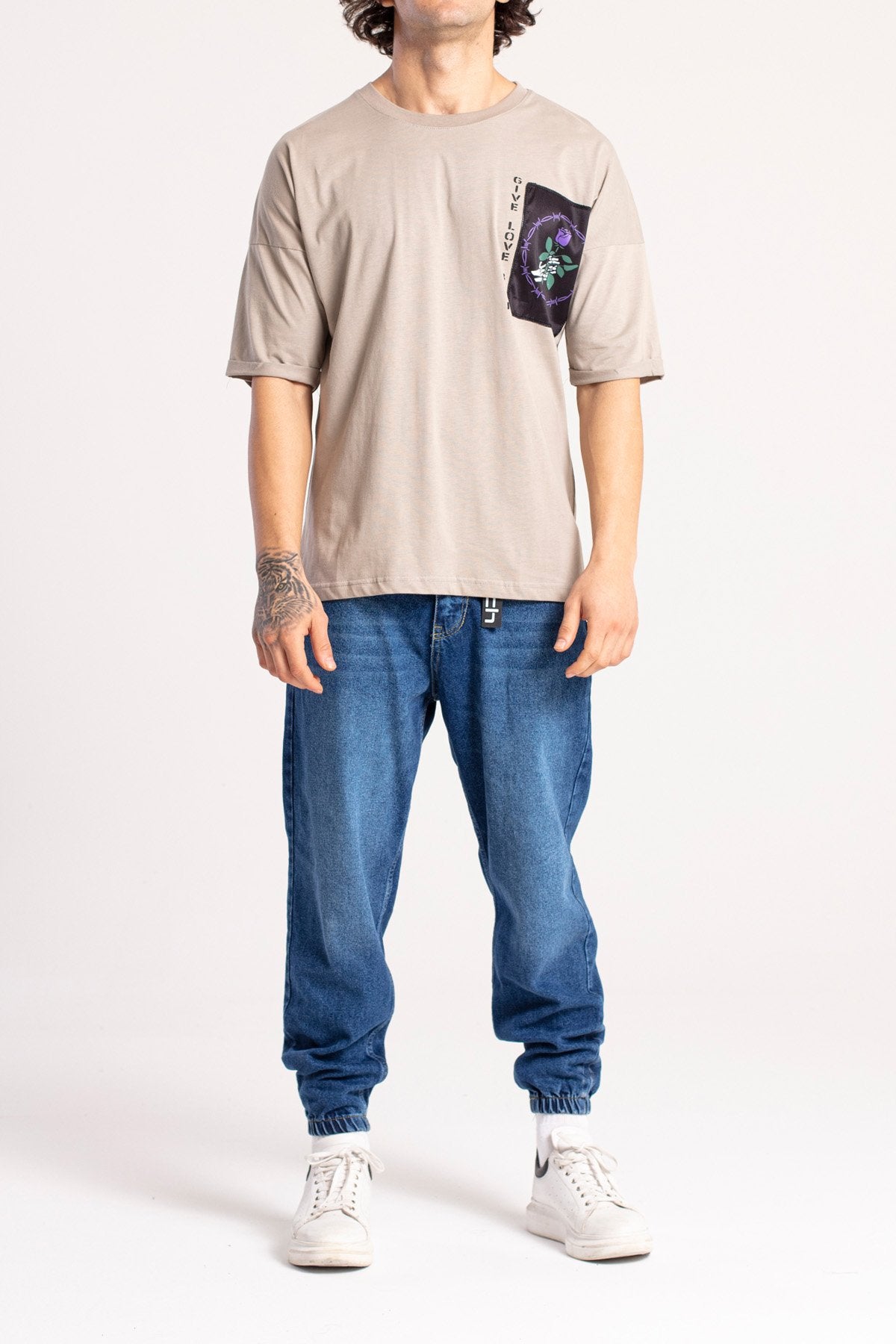 T-SHIRT OVERSIZE GIVE LOVE BACK - COLORE BEIGE