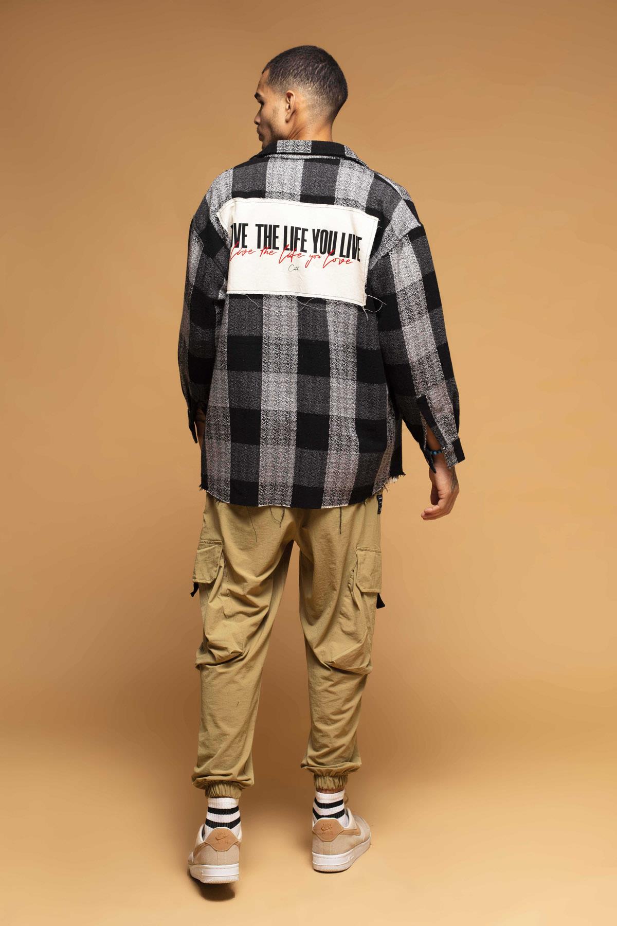CAMICIA A QUADRI OVERSIZE - LOVE THE LIFE YOU LIVE
