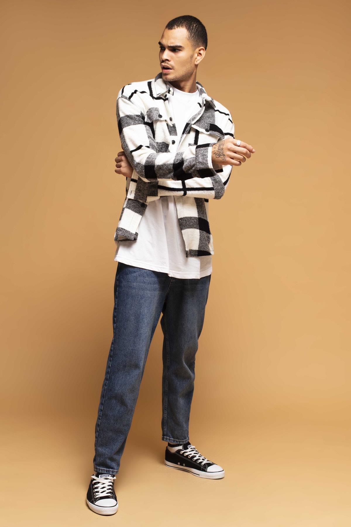 CAMICIA A QUADRI BIANCO E NERO