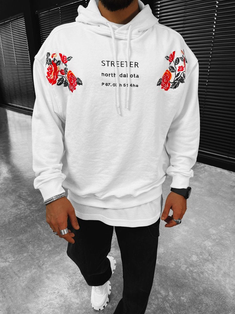 FELPA CON CAPPUCCIO ROSE - WHITE