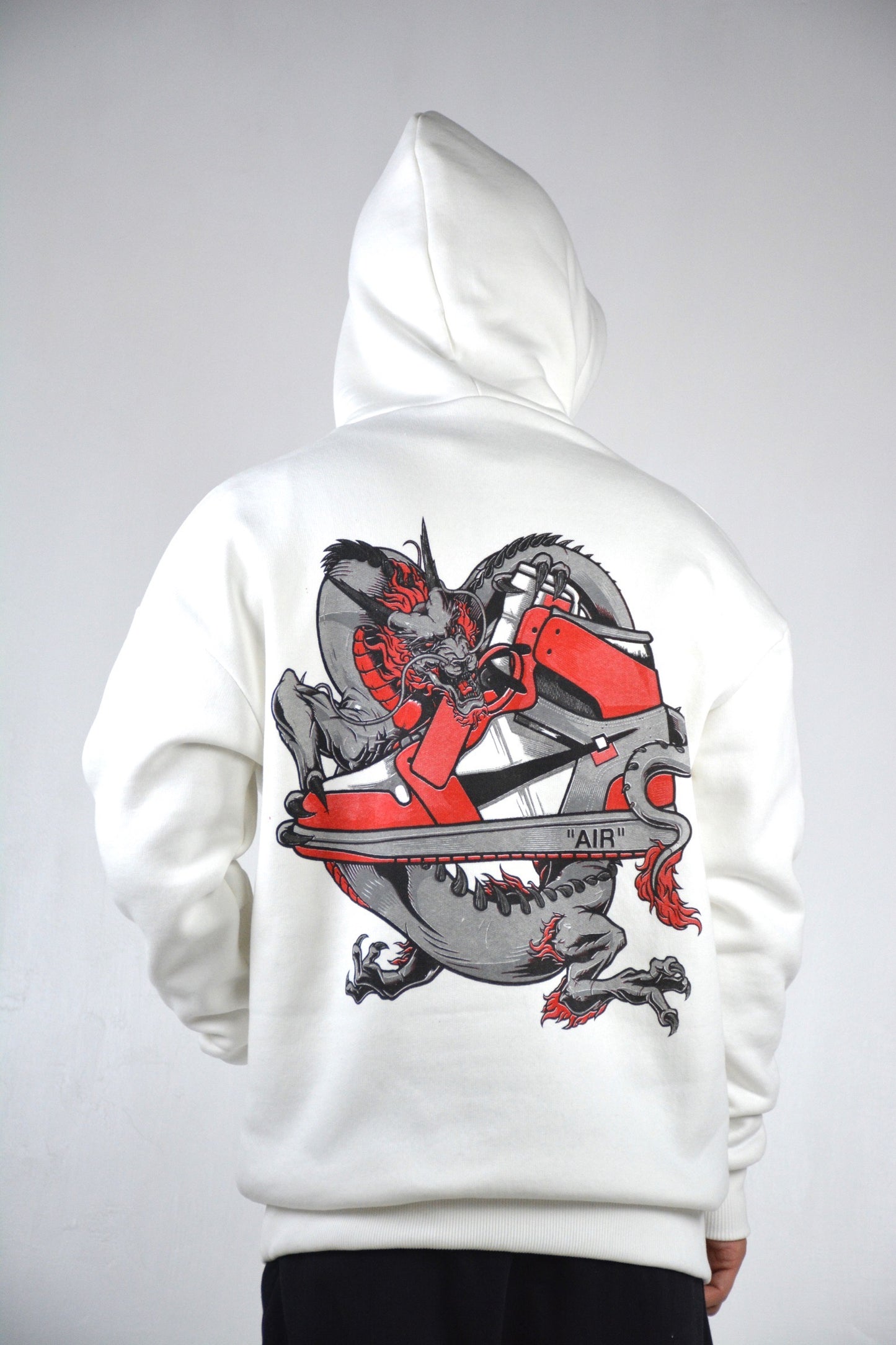 FELPA CON CAPPUCCIO "AIR DRAGON" - WHITE