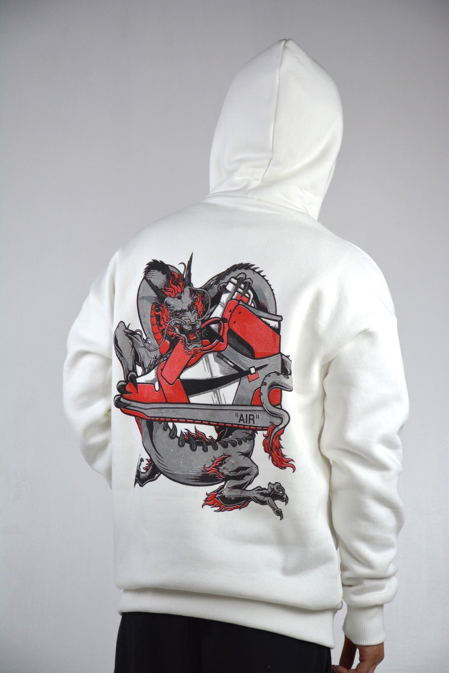 FELPA CON CAPPUCCIO "AIR DRAGON" - WHITE