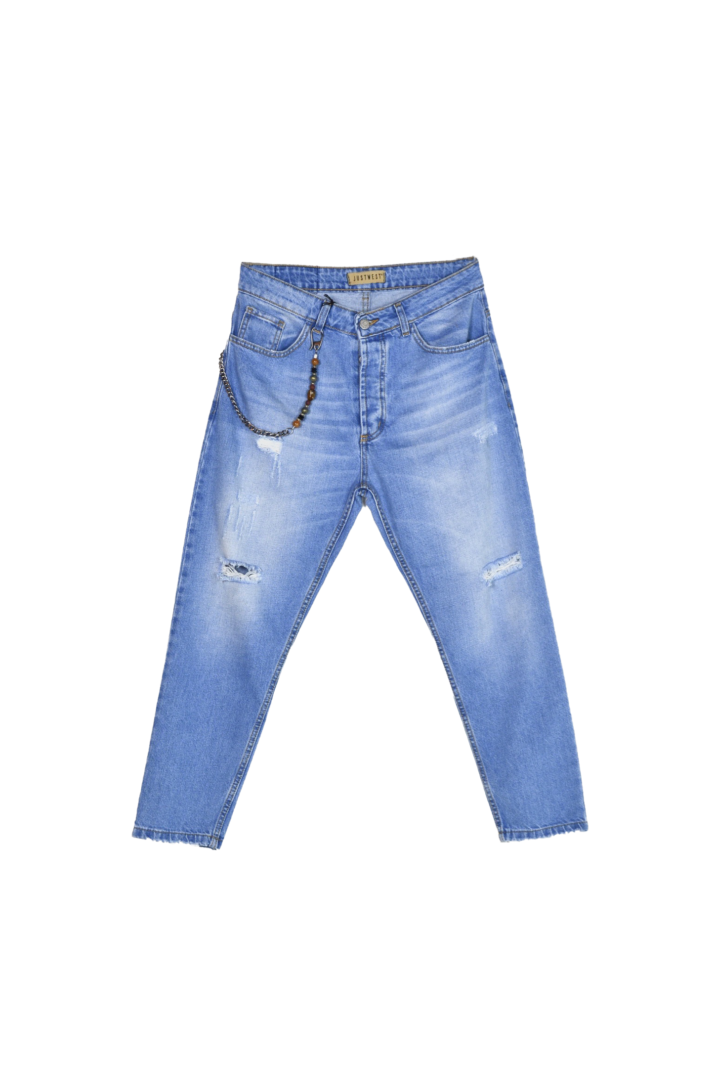 DENIM CARROT JEANS CON STRAPPI