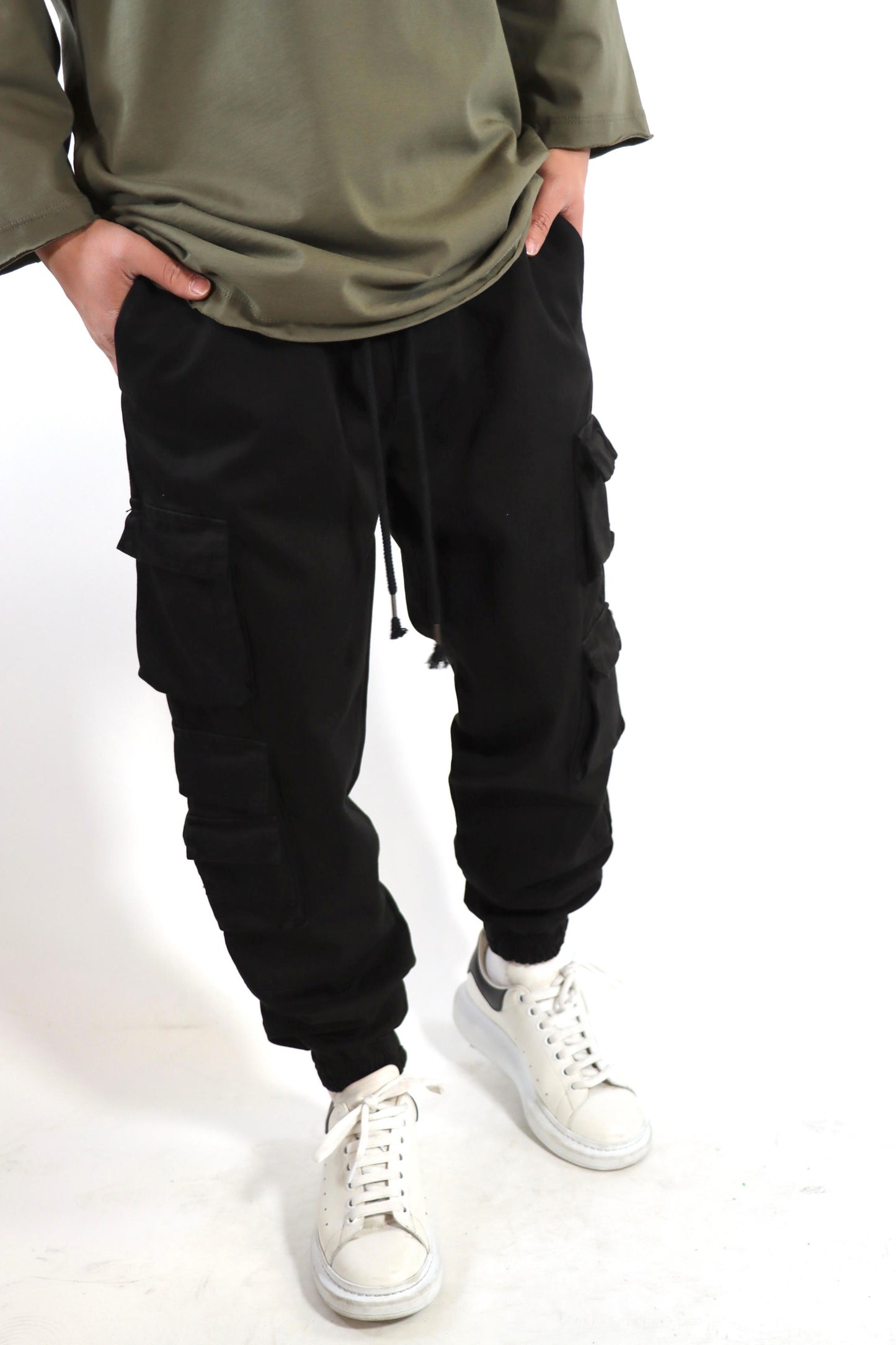 PANTALONE CARGO CON DOPPIA TASCA LATERALE - Col. nero