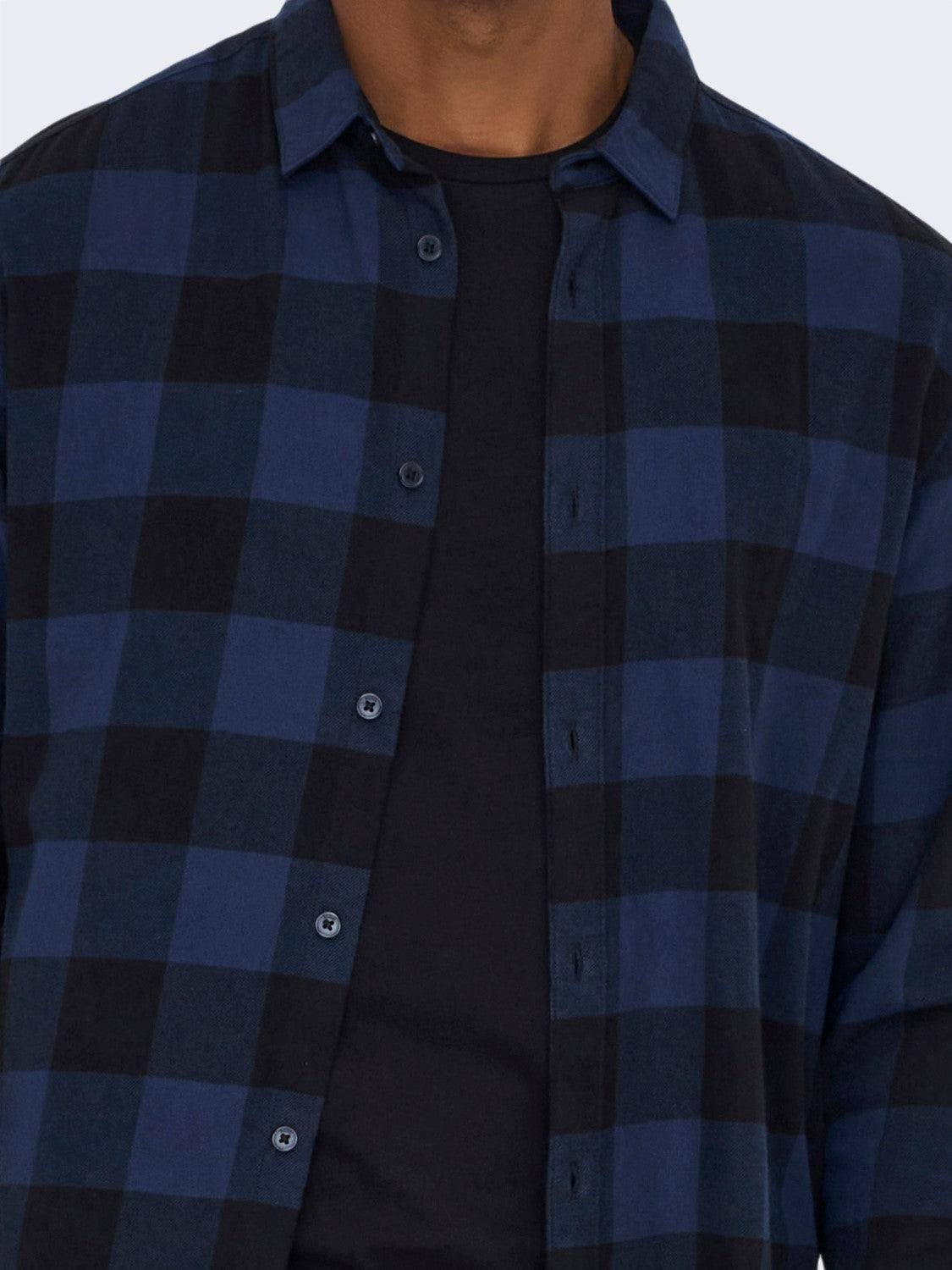 CAMICIA IN FLANELLA A QUADRI - col. Blu/Nero