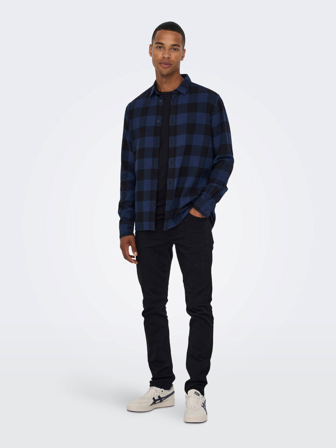 CAMICIA IN FLANELLA A QUADRI - col. Blu/Nero