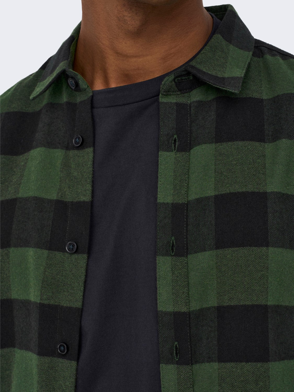 CAMICIA IN FLANELLA A QUADRI - col. verde militare