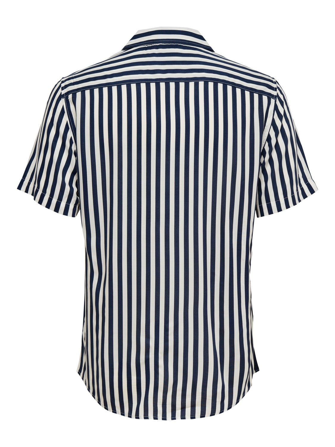CAMICIA A RIGHE IN VISCOSA A MANICHE CORTE - Blu