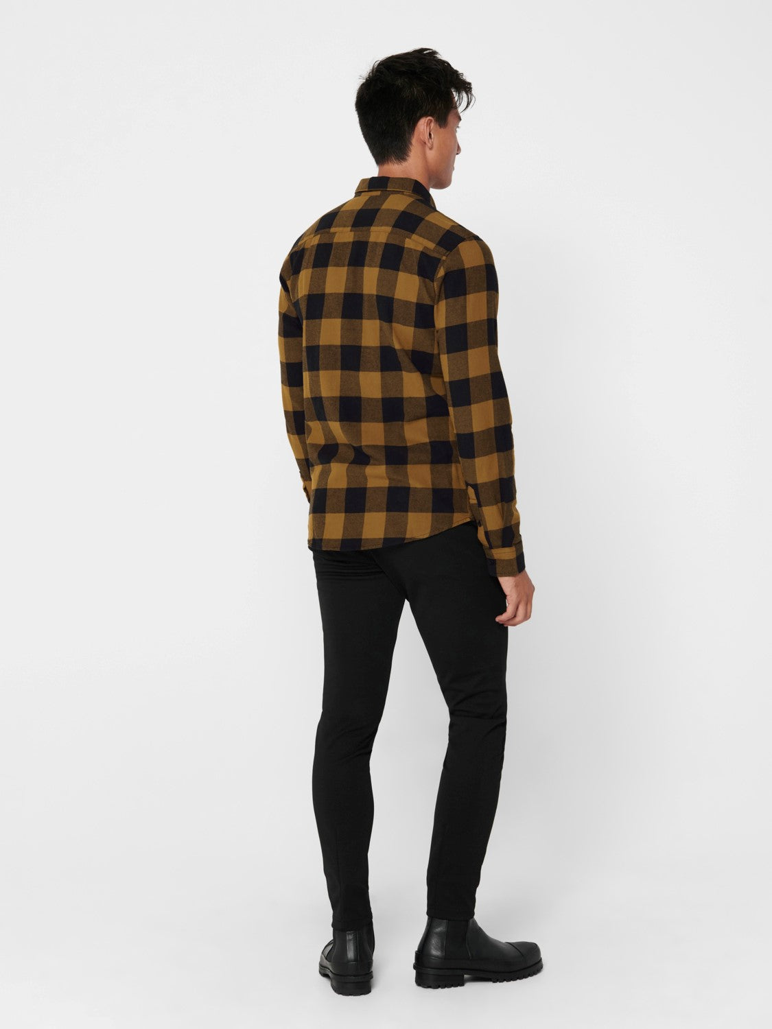 CAMICIA IN FLANELLA A QUADRI - col. marrone
