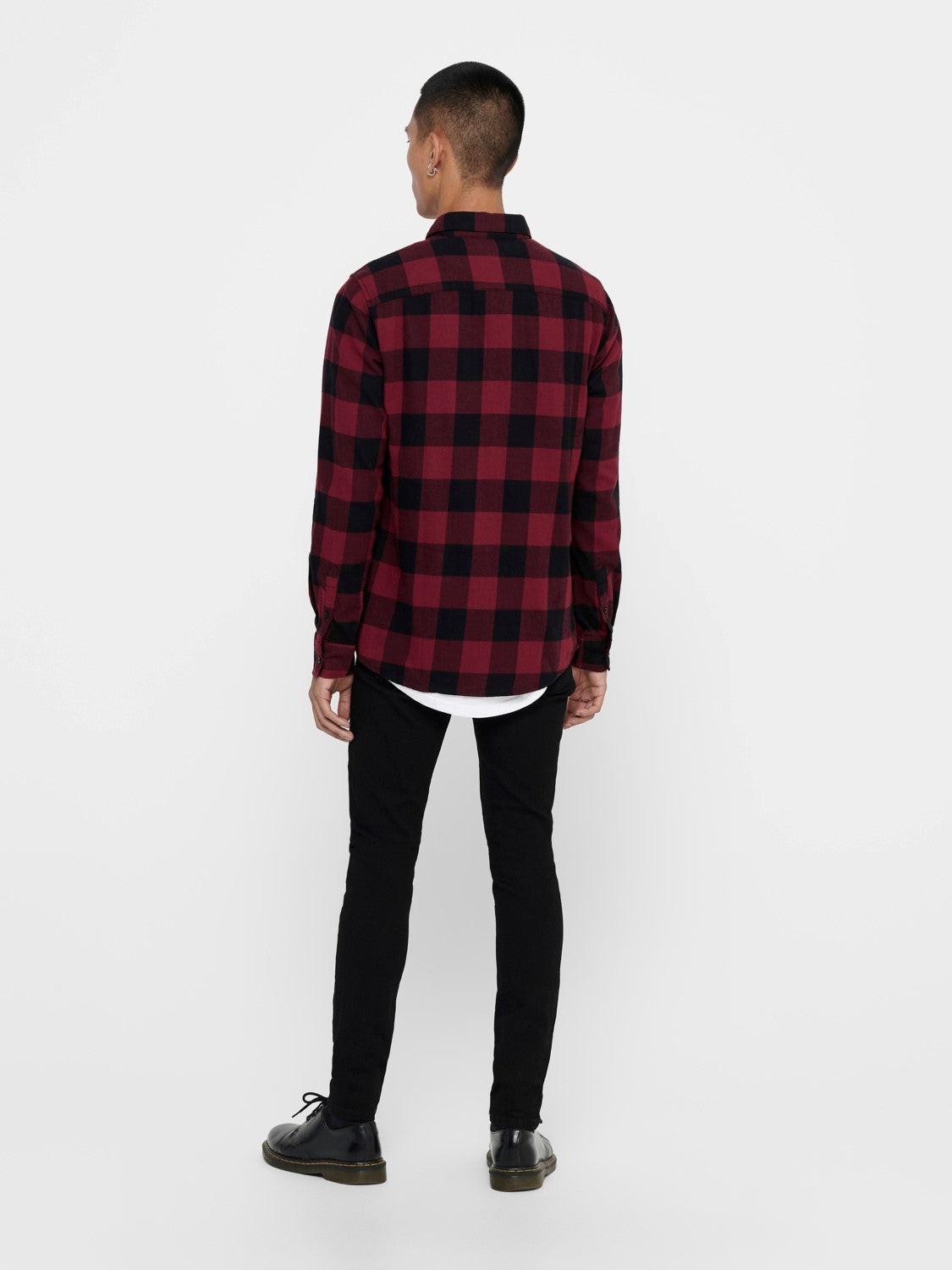 CAMICIA IN FLANELLA A QUADRI - col. Rosso/Nero