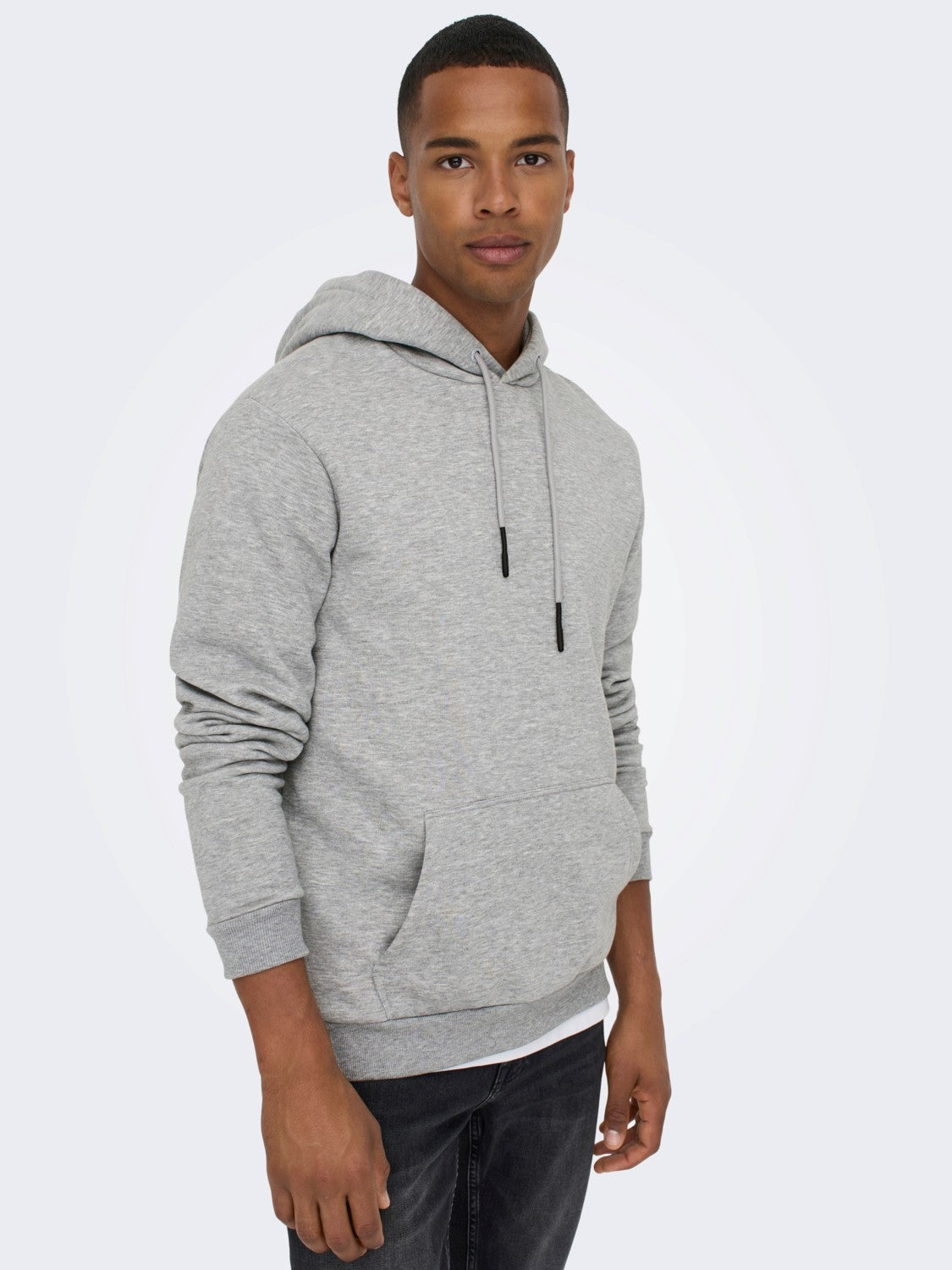 FELPA CON CAPPUCCIO FELPATA - Light Grey