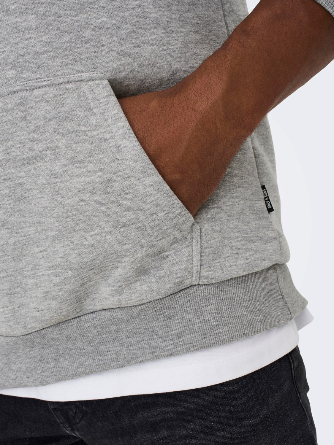 FELPA CON CAPPUCCIO FELPATA - Light Grey