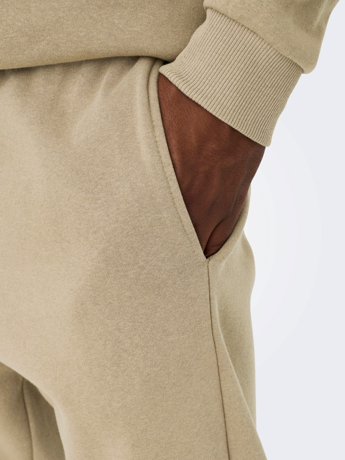PANTALONE TUTA FELPATO CON POLSINI - Chinchilla