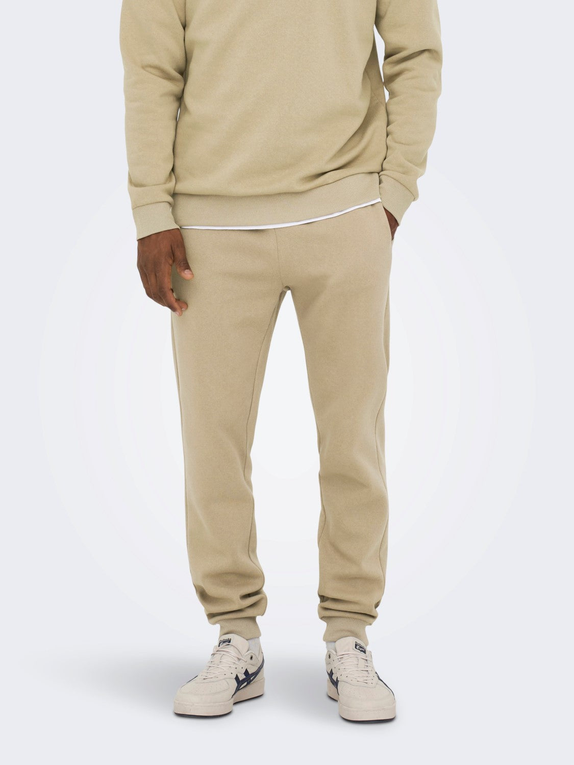 PANTALONE TUTA FELPATO CON POLSINI - Chinchilla