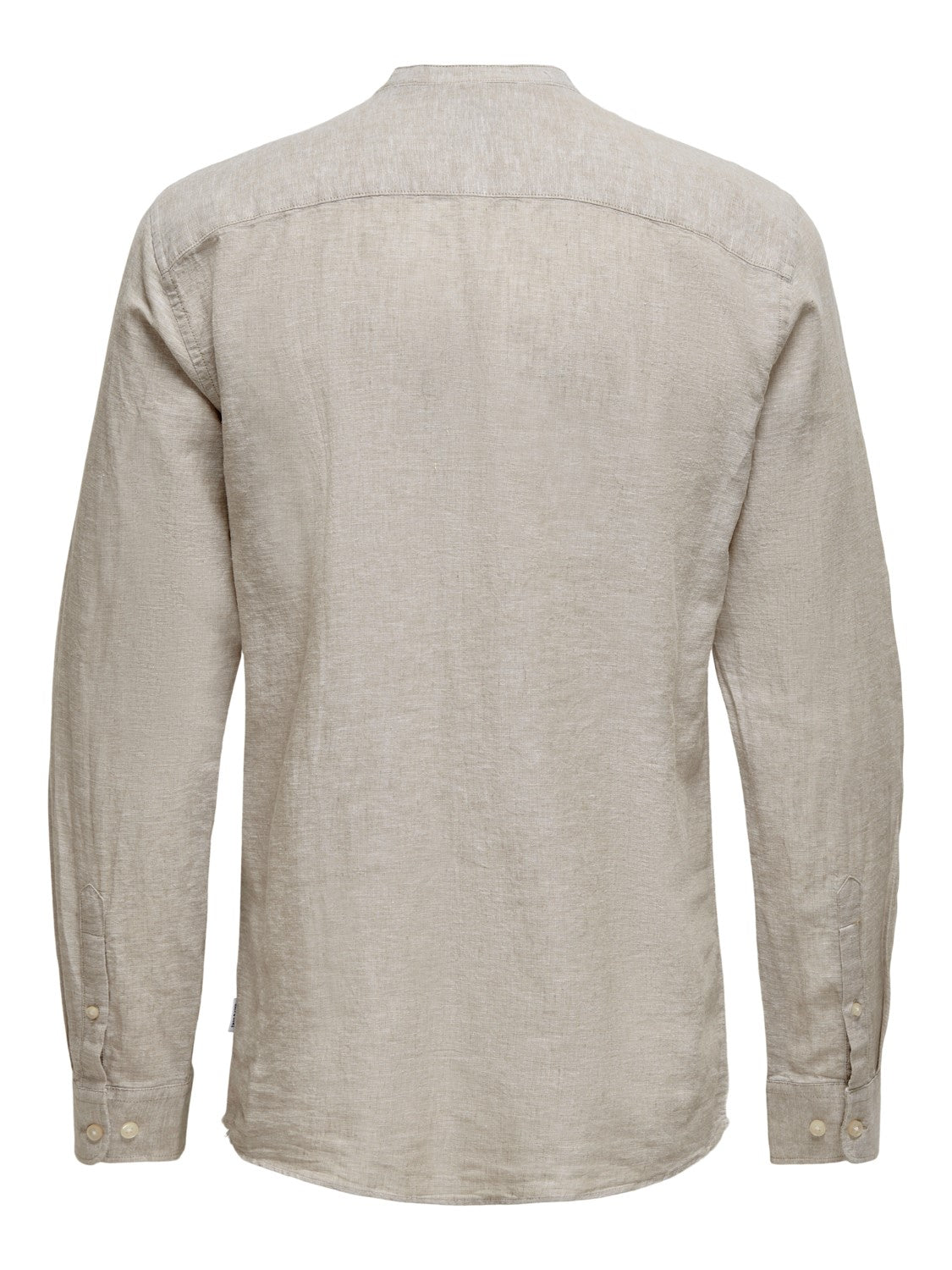 CAMICIA IN MISTO LINO CON COLLO COREANA - col. Chinchilla