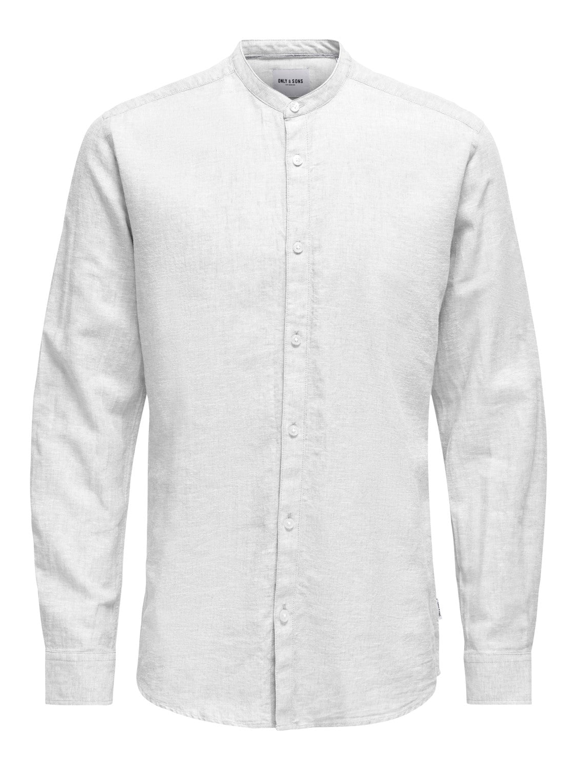 CAMICIA IN MISTO LINO CON COLLO COREANA - col. bianco