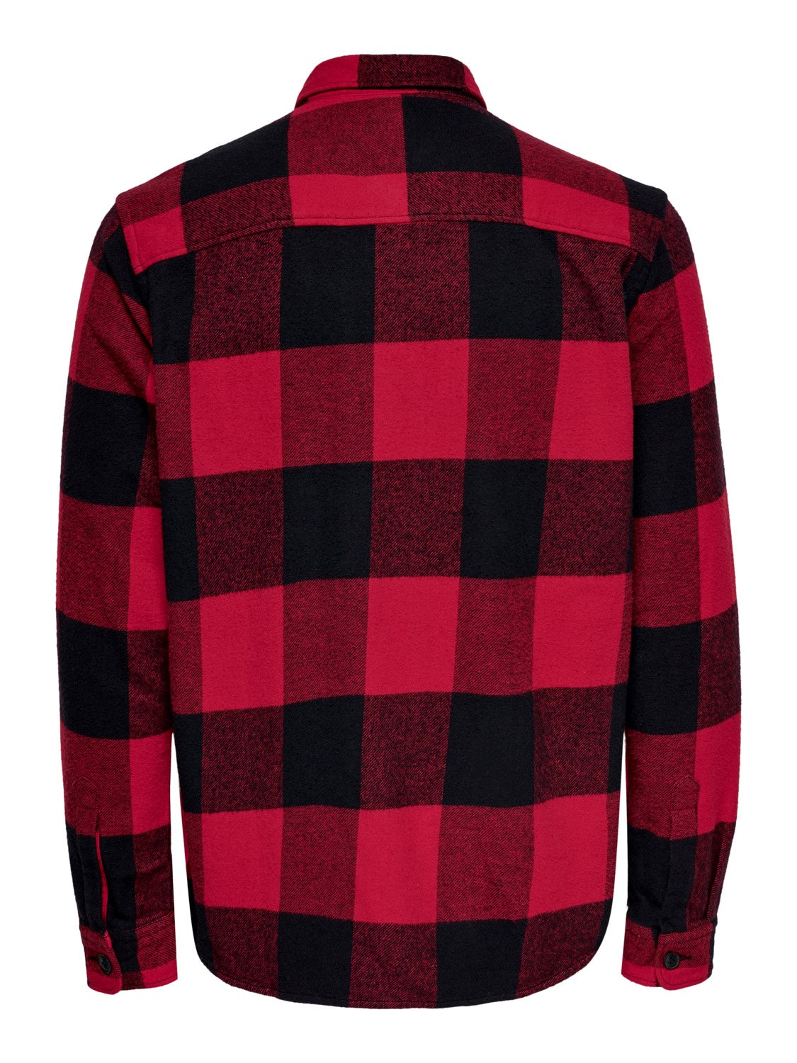 CAMICIA IN FLANELLA A QUADRI CON TASCHE - col. rosso e nero