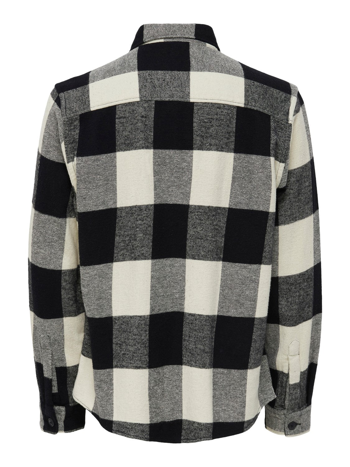 CAMICIA IN FLANELLA A QUADRI CON TASCHE - col. bianco e nero