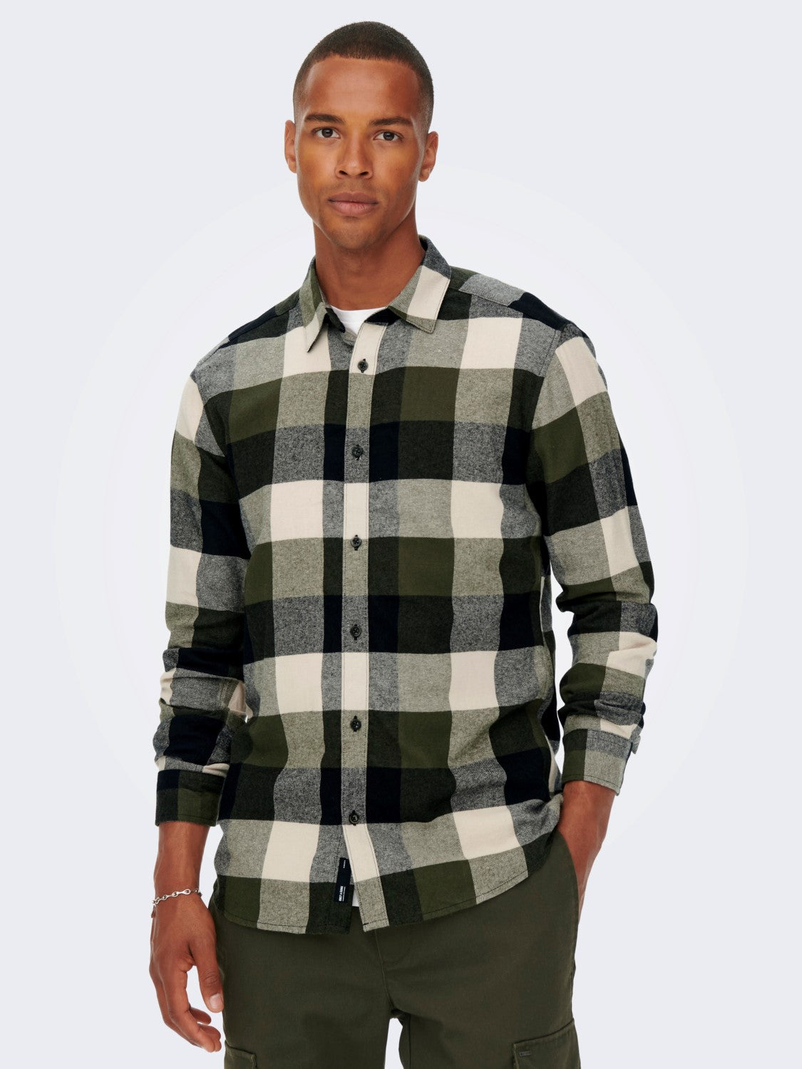 CAMICIA IN FLANELLA A QUADRI - col. Forest night