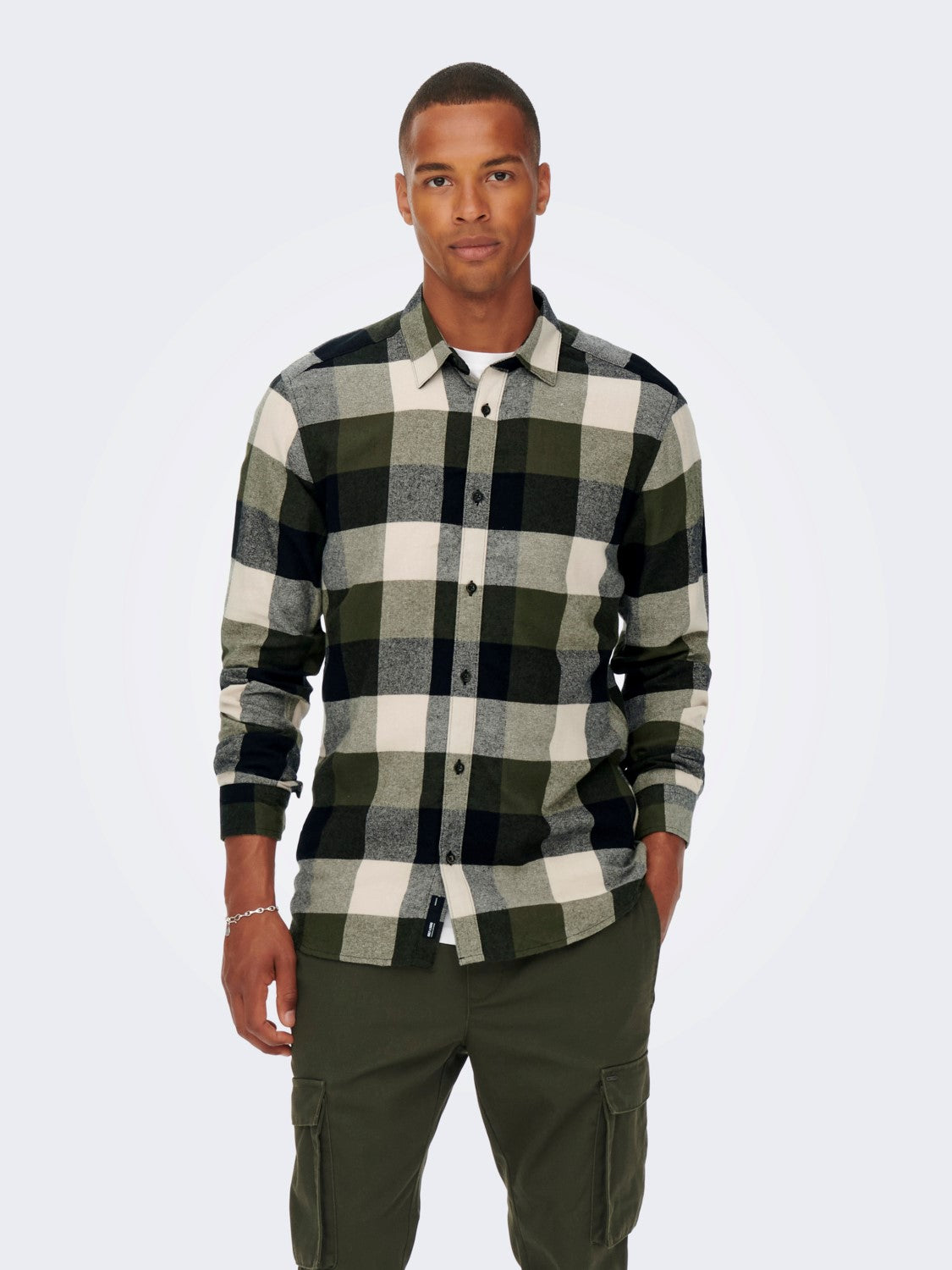 CAMICIA IN FLANELLA A QUADRI - col. Forest night