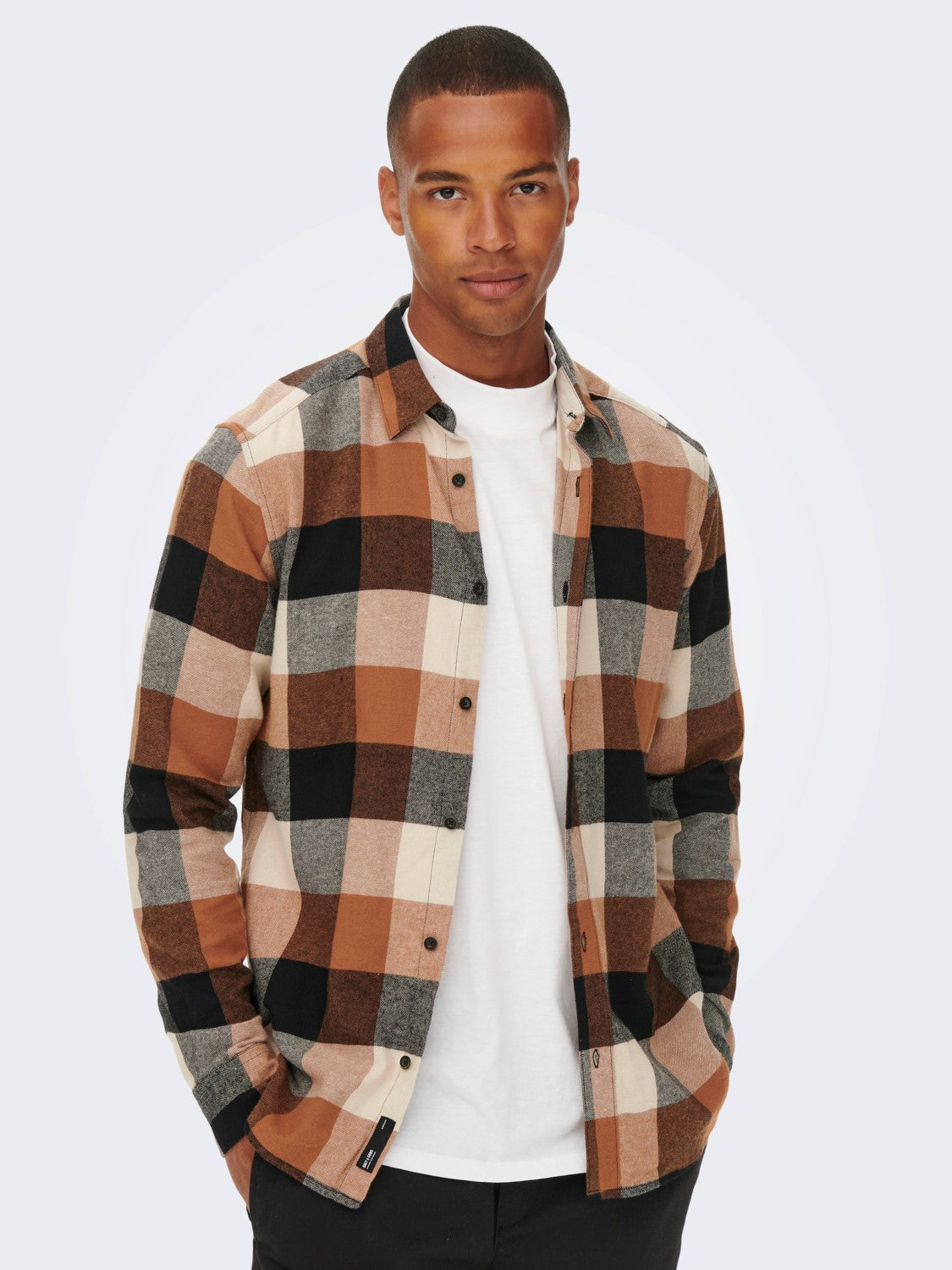 CAMICIA IN FLANELLA A QUADRI - col. Silver Lining