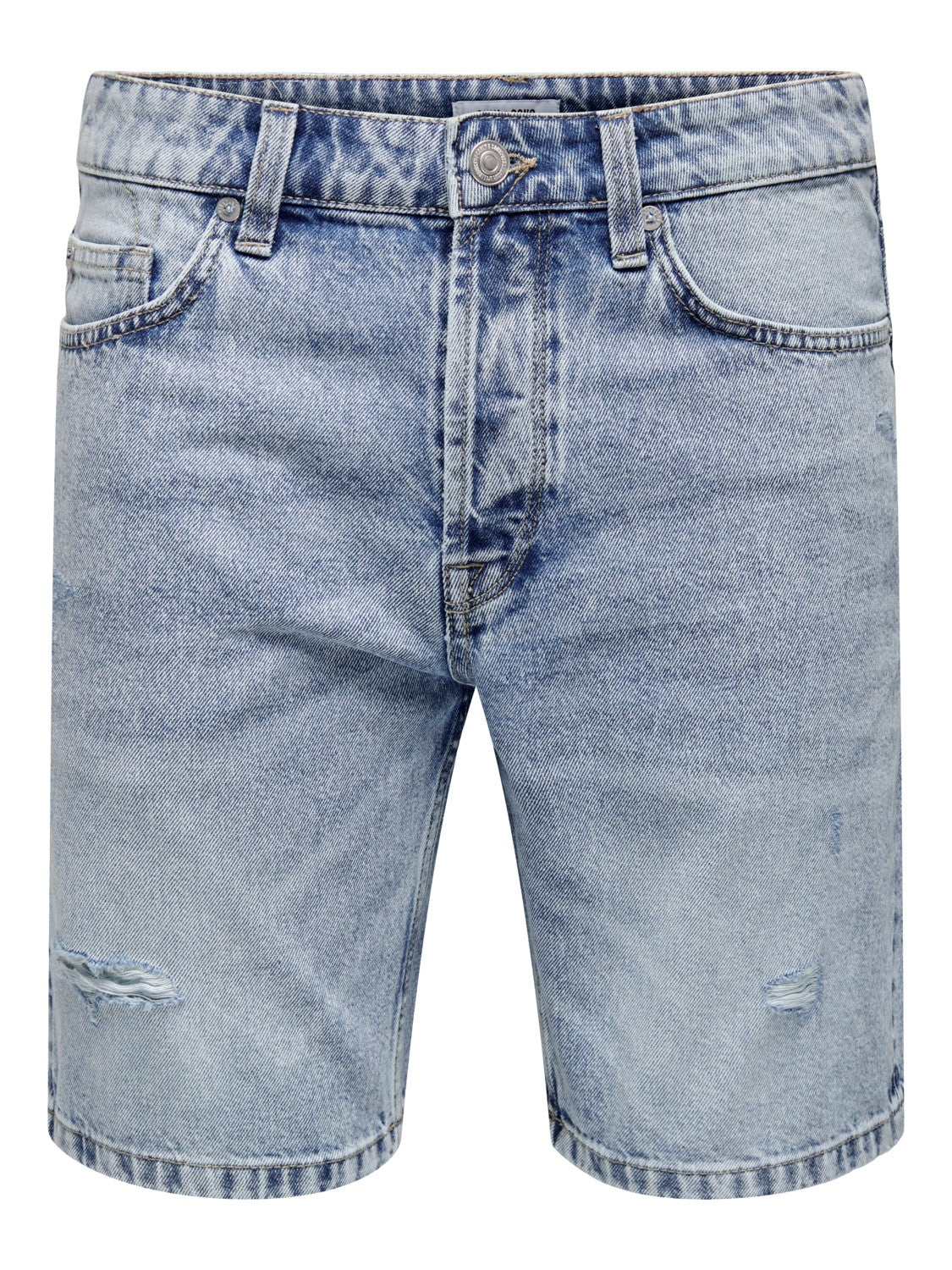 BERMUDA IN JEANS CON ROTTURE - LIGHT BLUE DENIM