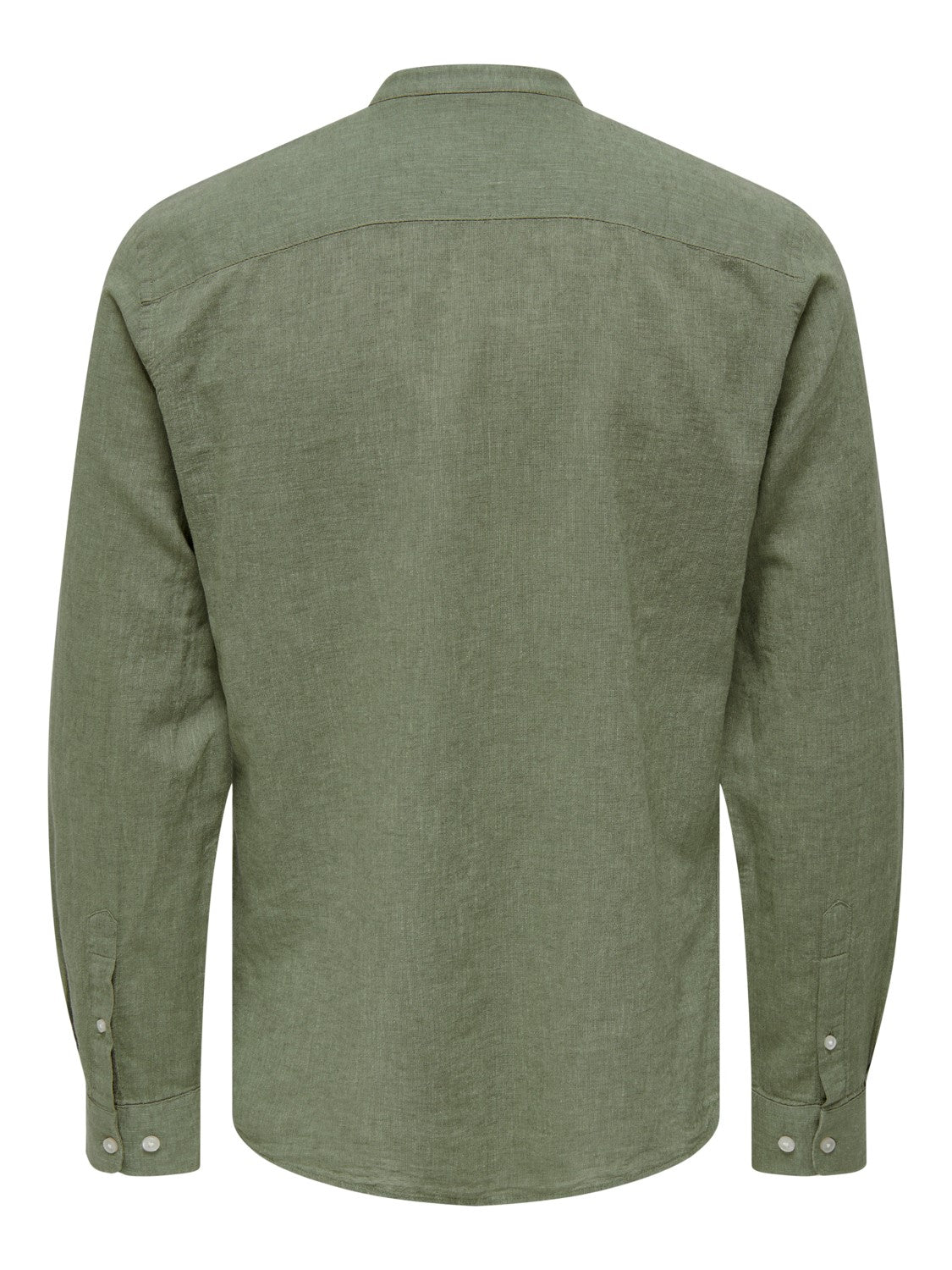 CAMICIA IN MISTO LINO CON COLLO COREANA - col. Swamp