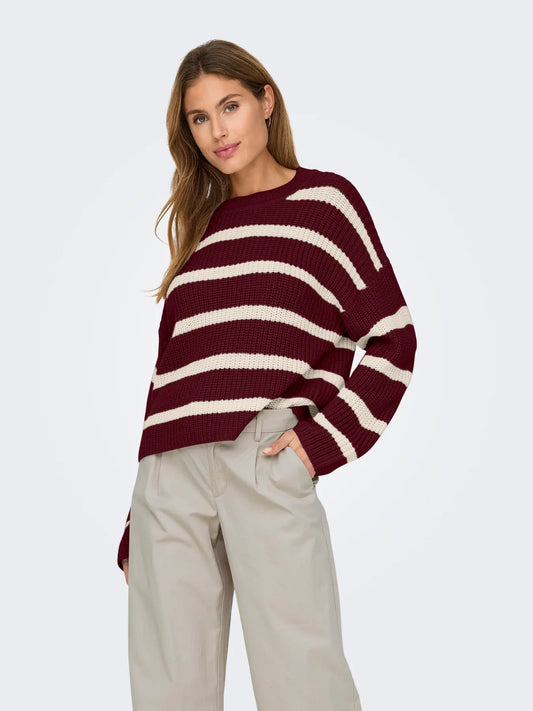 JDY Maglione a righe 'JDYJUSTY' - Cabernet