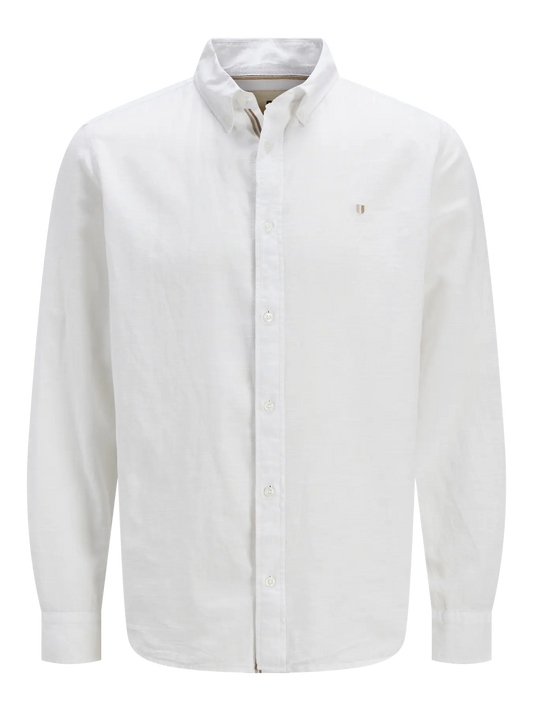 JACK & JONES CAMICIA IN MISTO LINO REGULAR FIT - col. Bianco