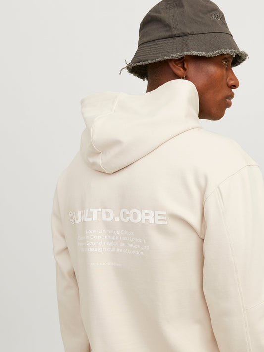 JACK & JONES FELPA CON CAPPUCCIO "UNLTD CORE" - Col. crema