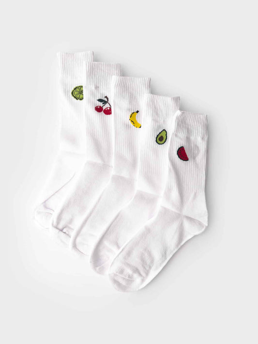 ONLY & SONS 5 PACK CALZE IN SPUGNA FRUITS - WHITE