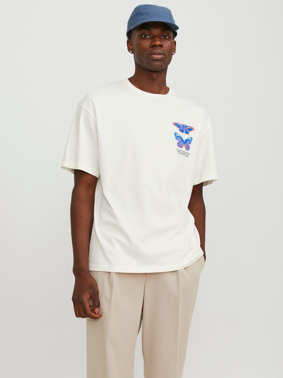 JACK & JONES T-SHIRT BUTTERFLY - Col. Bianco