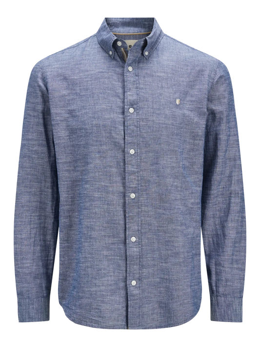 JACK & JONES CAMICIA PREMIUM IN MISTO LINO REGULAR FIT - Col. Denim