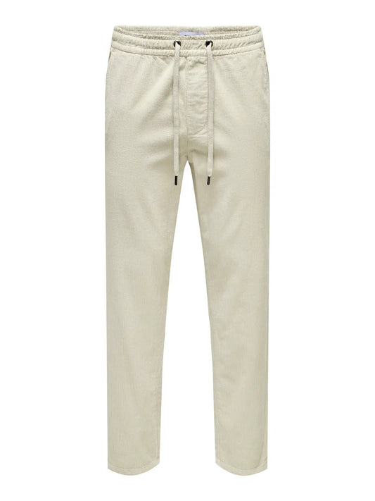 ONLY & SONS PANTALONE IN VELLUTO A COSTE  Col. Bianco panna