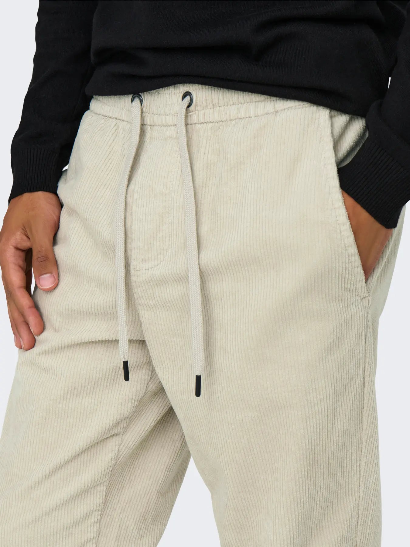 ONLY & SONS PANTALONE IN VELLUTO A COSTE  Col. Bianco panna