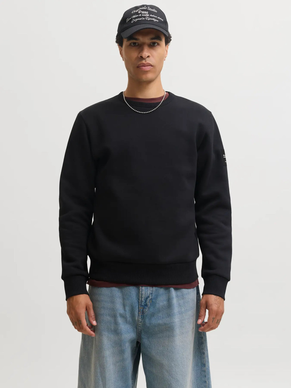 JACK & JONES FELPA SENZA CAPPUCCIO "JJCLEVELAND" - Nero