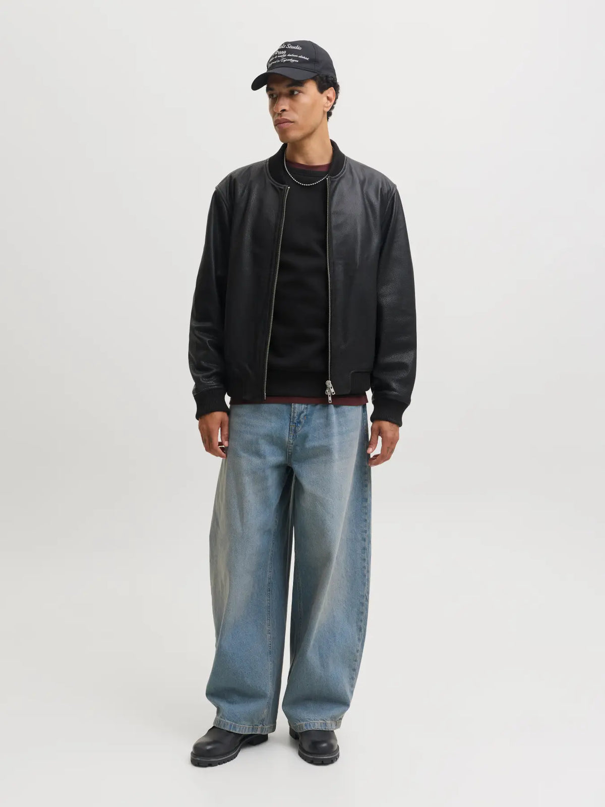 JACK & JONES FELPA SENZA CAPPUCCIO "JJCLEVELAND" - Nero