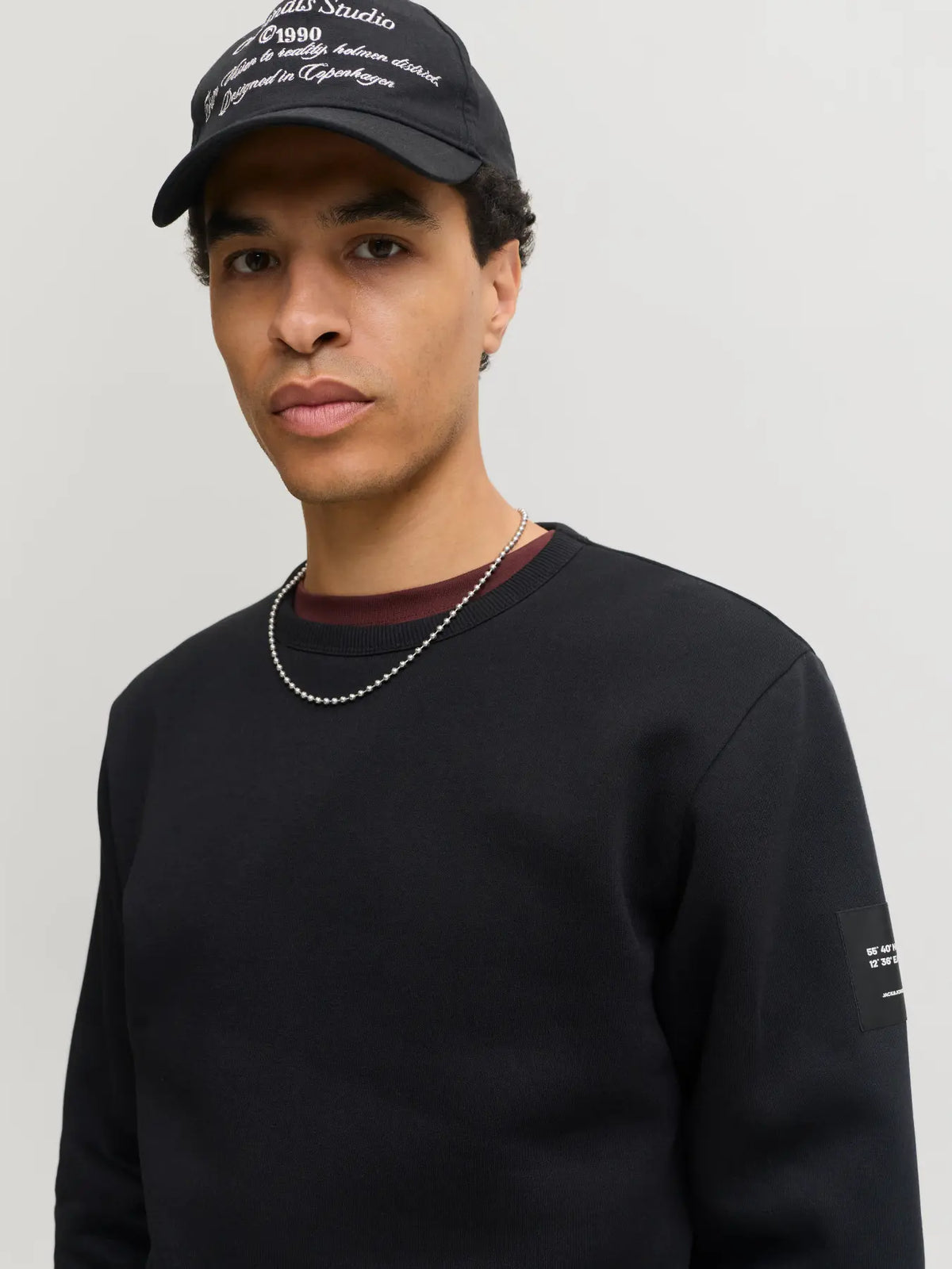 JACK & JONES FELPA SENZA CAPPUCCIO "JJCLEVELAND" - Nero