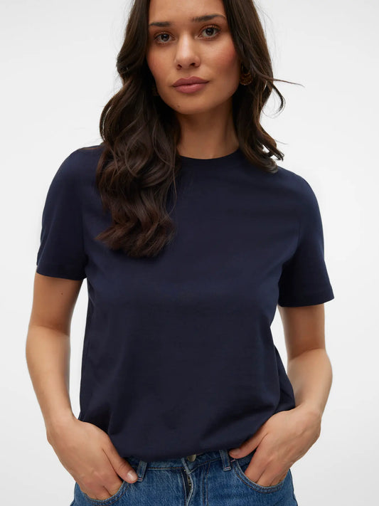 Vero Moda - T-shirt basic PAULINA - col. blu scuro