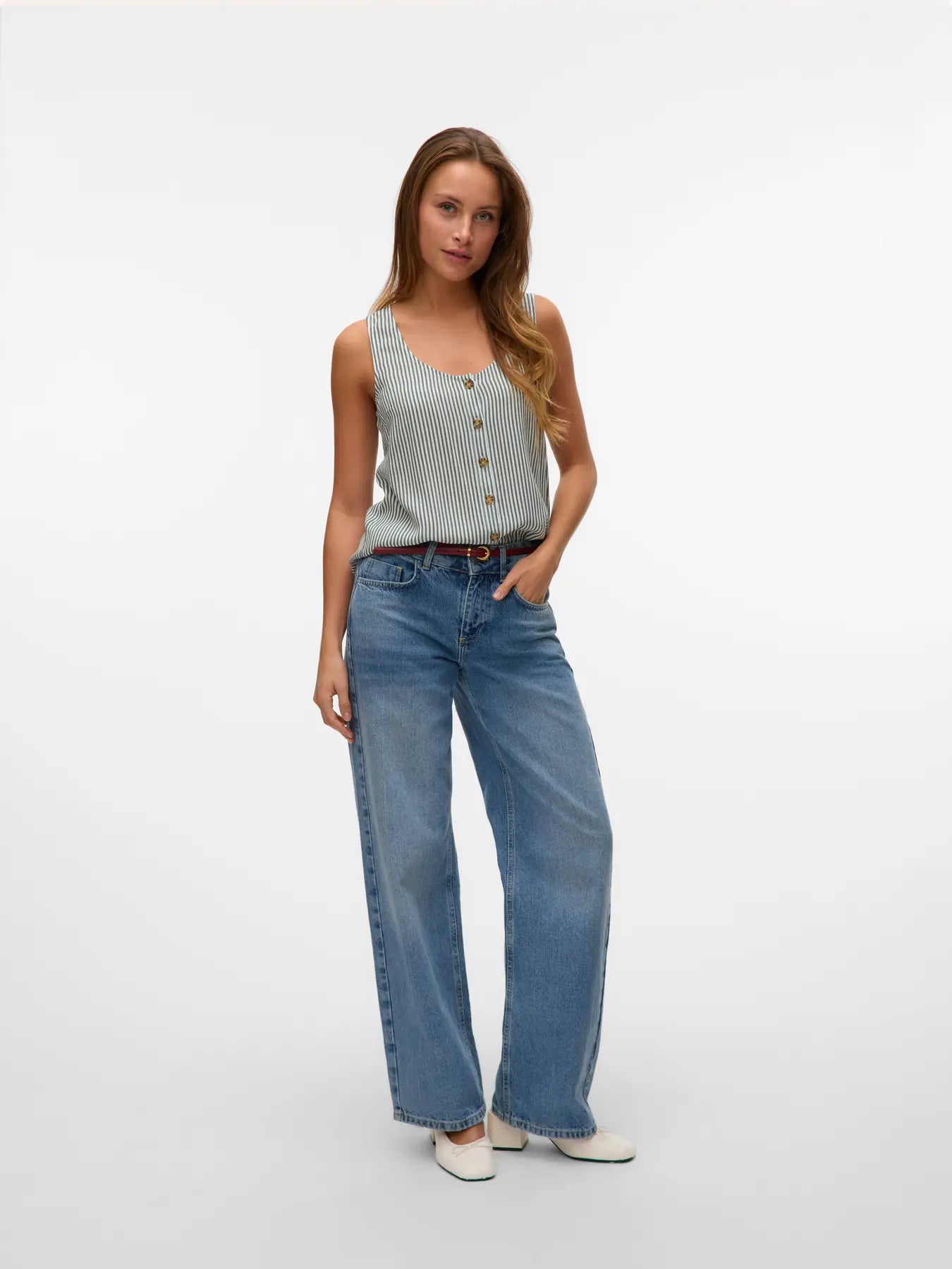 Vero Moda - Camicia a righe col. verde