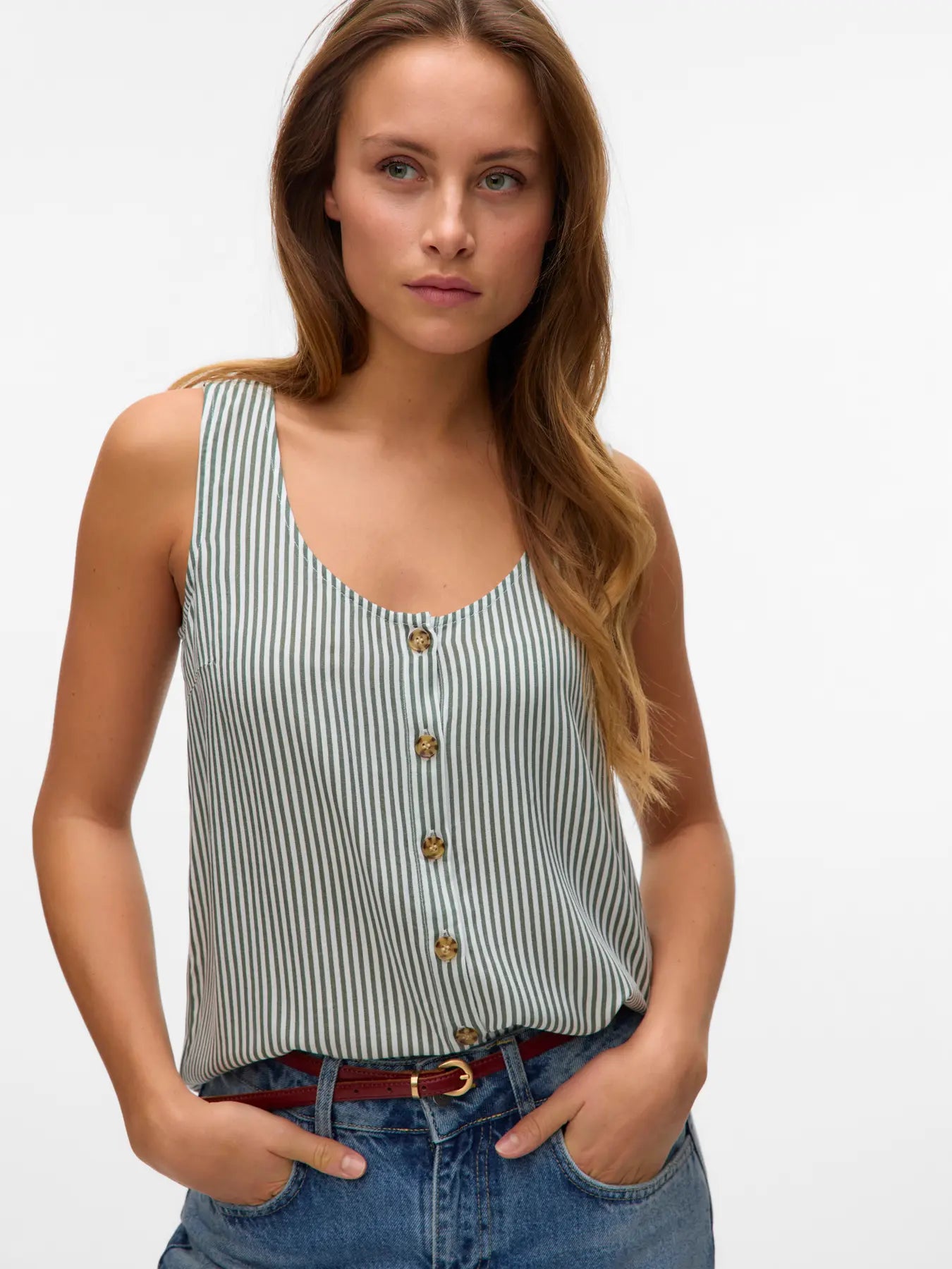 Vero Moda - Camicia a righe col. verde