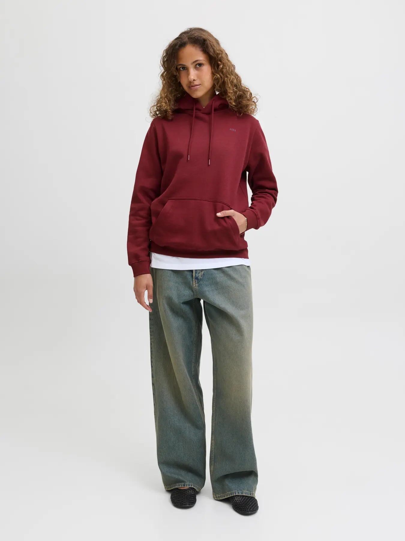 JJXX Felpa con cappuccio 'JXABBIE' in col. bordeaux