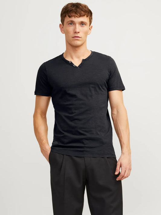 JACK & JONES MELANGE SCOLLO CON SPACCHETTO - Col Nero