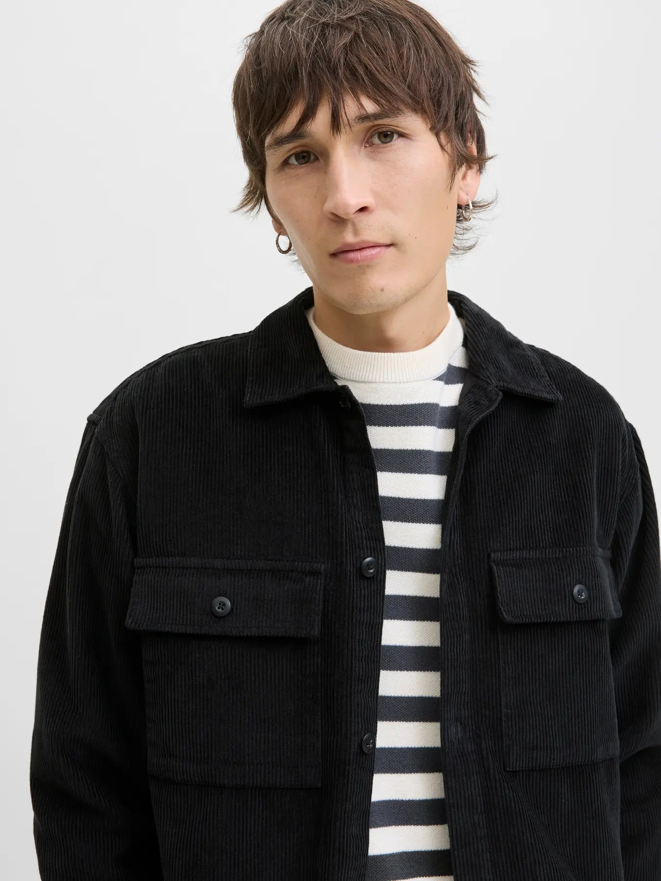 JACK & JONES GIACCA CAMICIA IN VELLUTO - Col. Nero