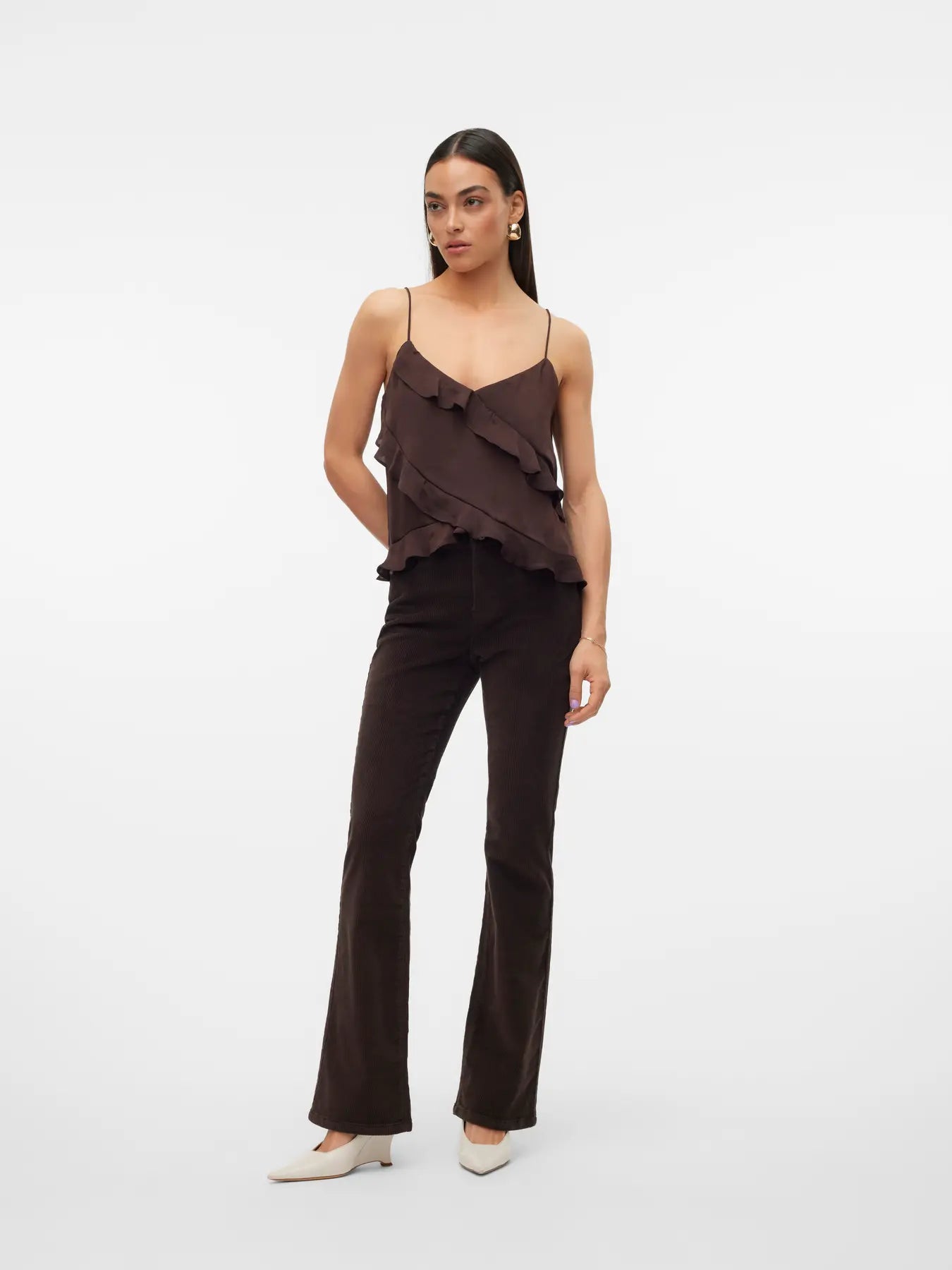 Vero Moda Pantalone in velluto VMFLASH - Col. marrone