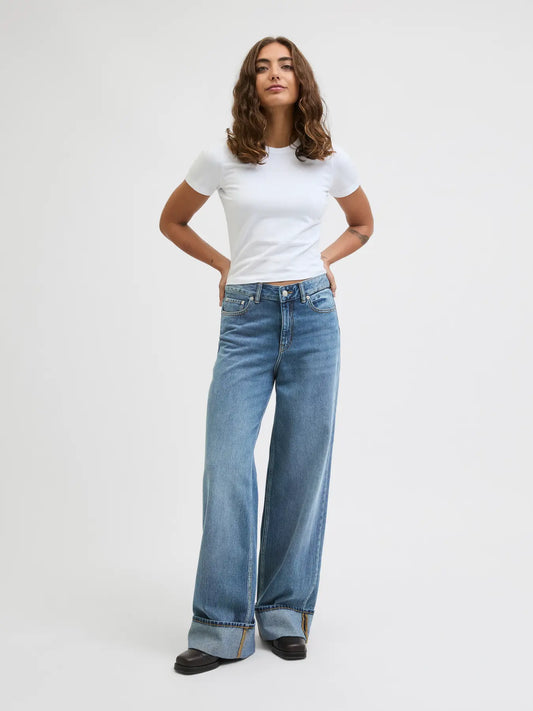 JJXX - Tokyo - Jeans ampio lavaggio blu medio con risvolti
