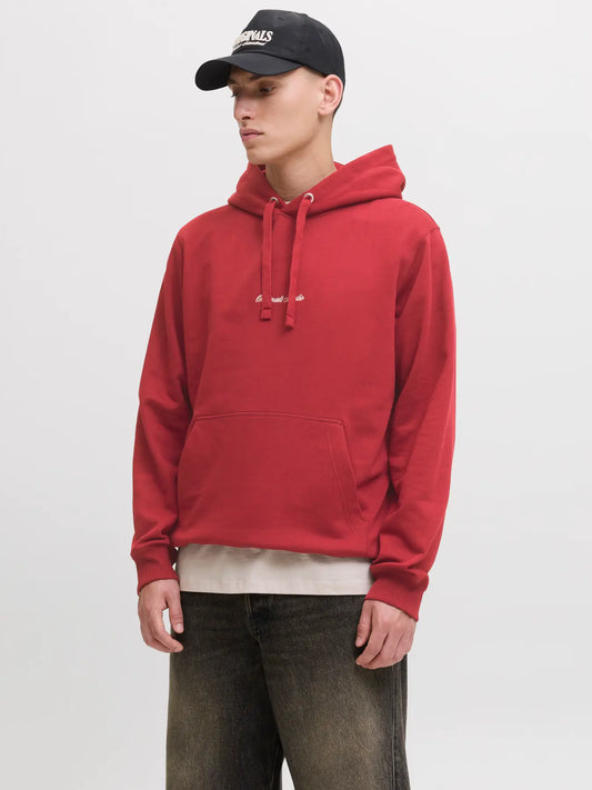 JACK & JONES FELPA CON CAPPUCCIO "JORNORREBRO" - Rosso