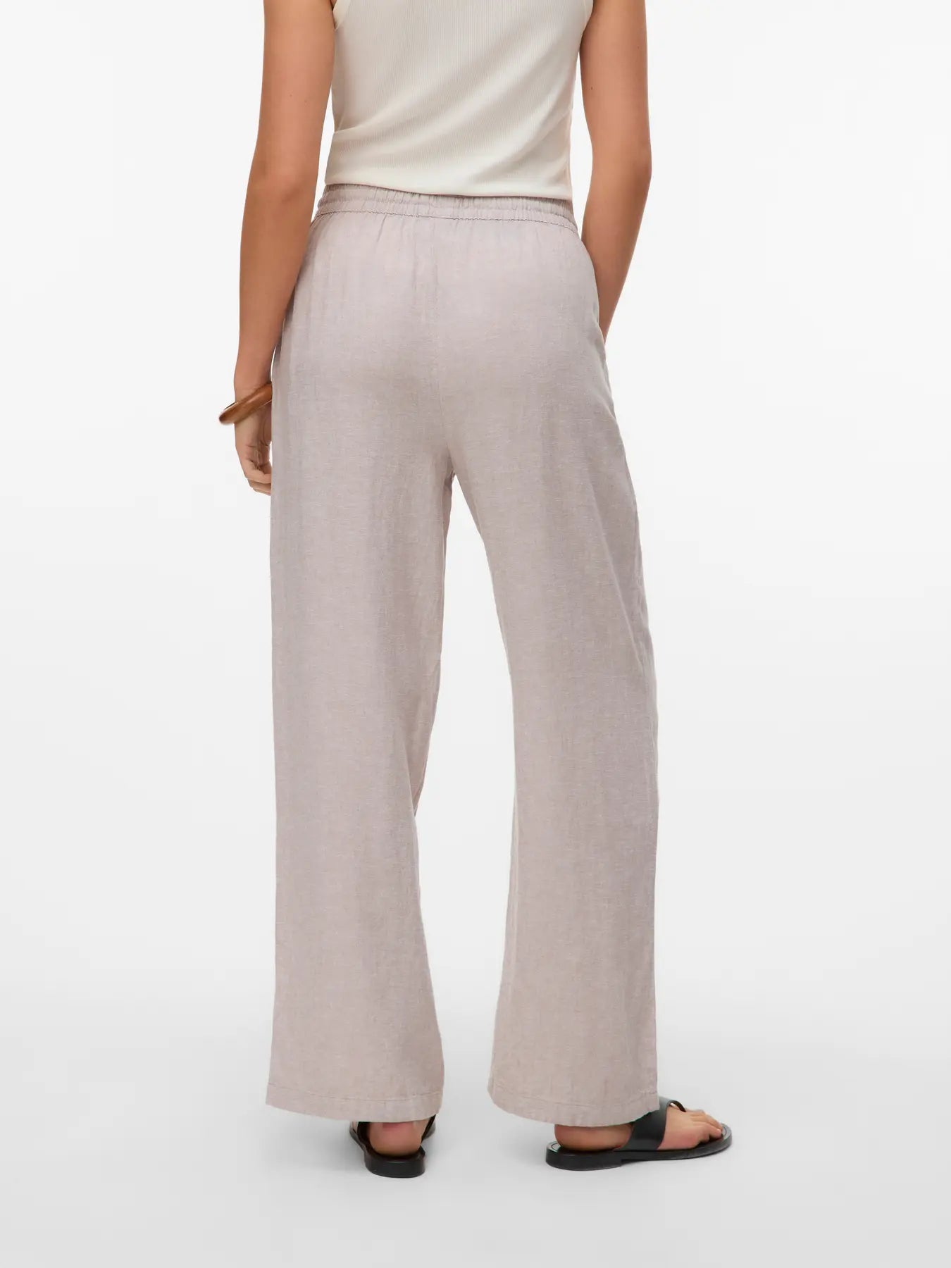 VERO MODA Wide leg Pantaloni in Lino - col. Beige