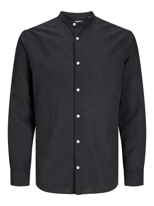 JACK & JONES CAMICIA COREANA IN MISTO LINO - Col. Nero